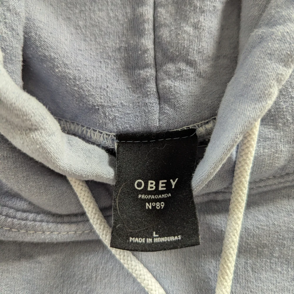 Obey Propaganda Worldwide Blue Tye dye Acid Wash Hoodie Sweater